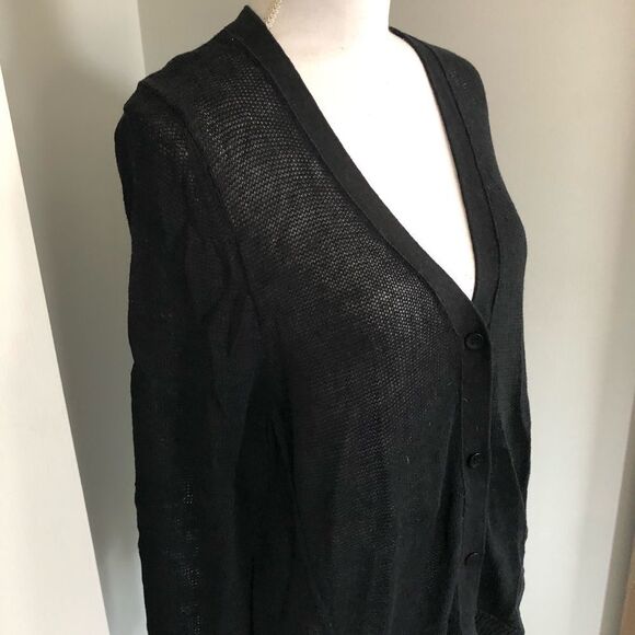 14th & Union Black Cardigan w/ Split Back - Picture 2 of 7